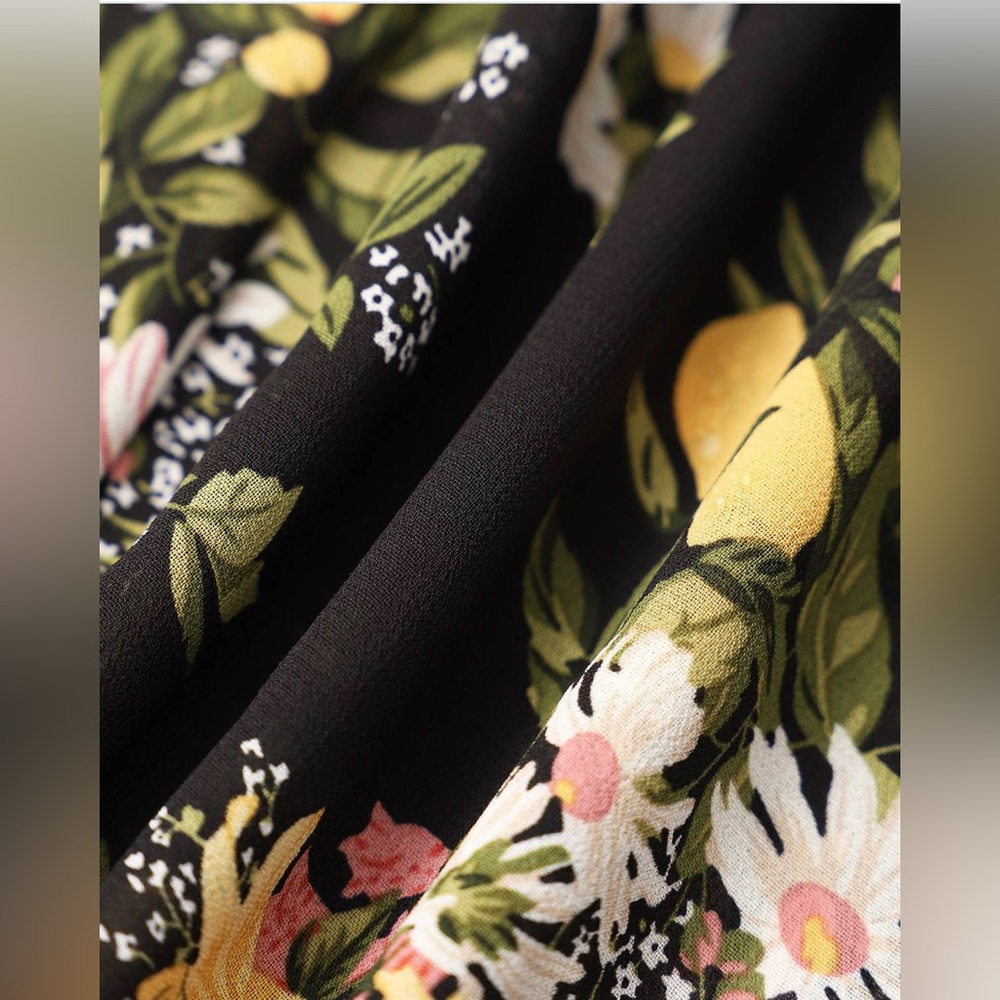 SOLD RIHOAS Black Floral Midi Dress - Picture 8 of 9